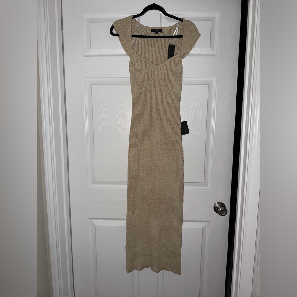 Lulu's Beige Ribbed Knit Dress - Picture 3 of 9